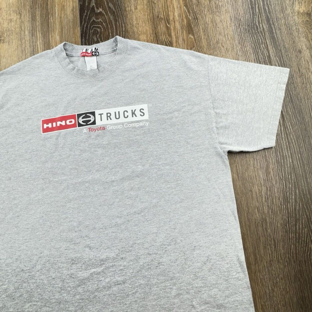 Vintage Hino Trucks Shirt Mens XL Gray Toyota Diesel Heavy Duty Work Japan Tee